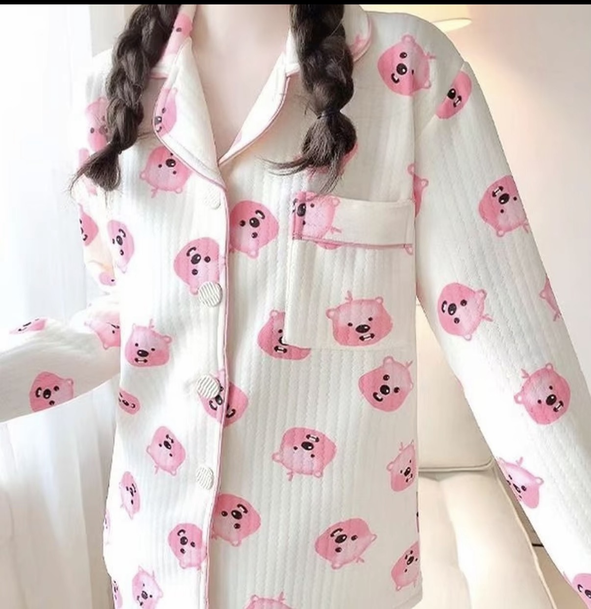 空气棉夹层露比睡衣女秋冬新款加厚公主风长袖长裤甜美家居服套装