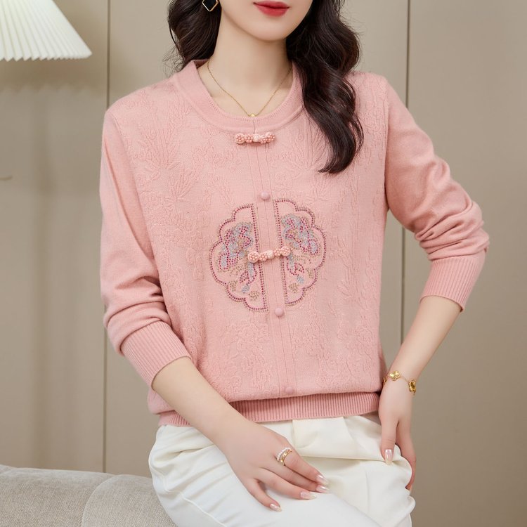 妈妈秋装新款洋气针织打底衫2025中老年女装秋冬长袖毛衣时尚