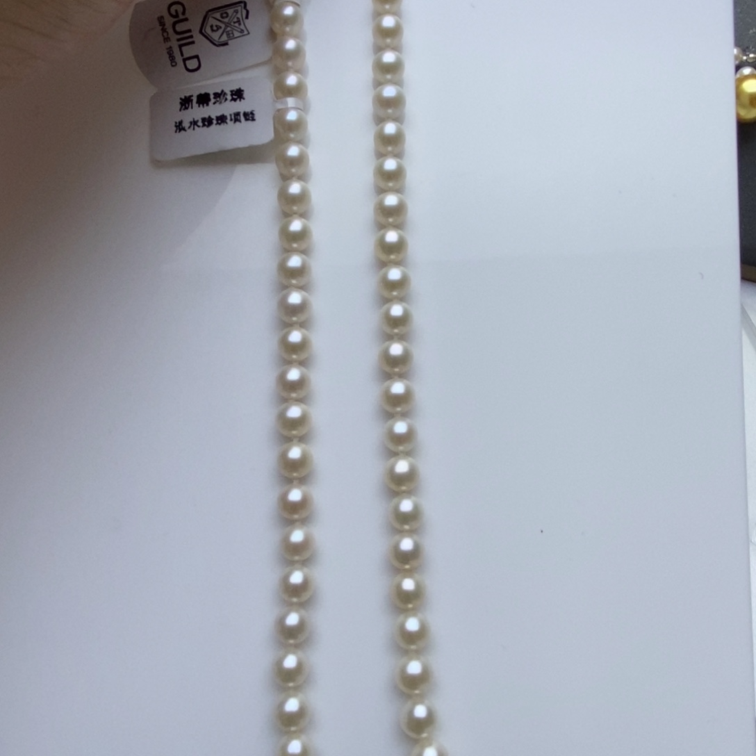 项链淡水珍珠银S925镶嵌6.3-7.3无核珍珠项链五星吉尔德