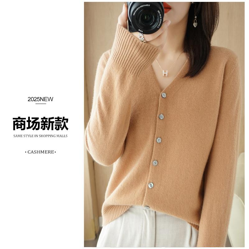 【100%羊毛】一线成衣~秋冬休闲气质百搭V领开衫PY285