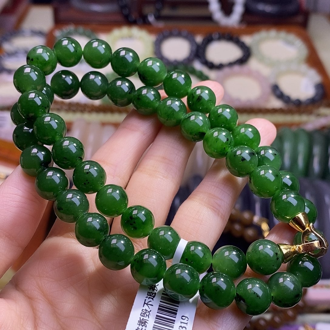 颈饰未镶嵌和田玉碧玉项链10m