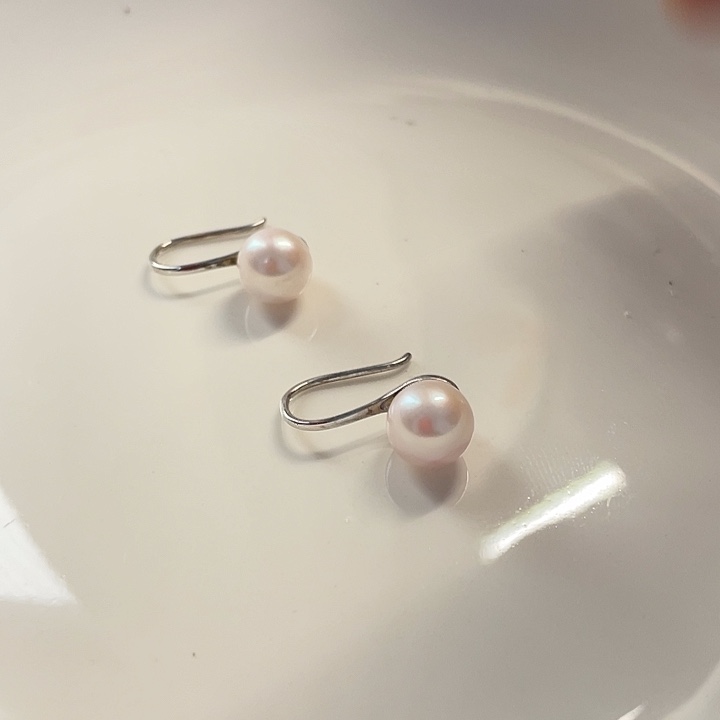 耳饰银S925镶嵌海水珍珠