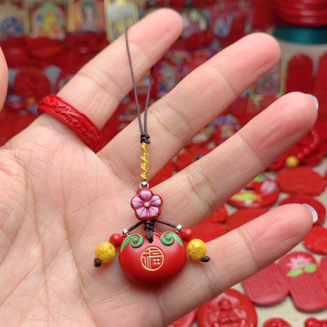 天然辰砂工艺品朱砂手机坠