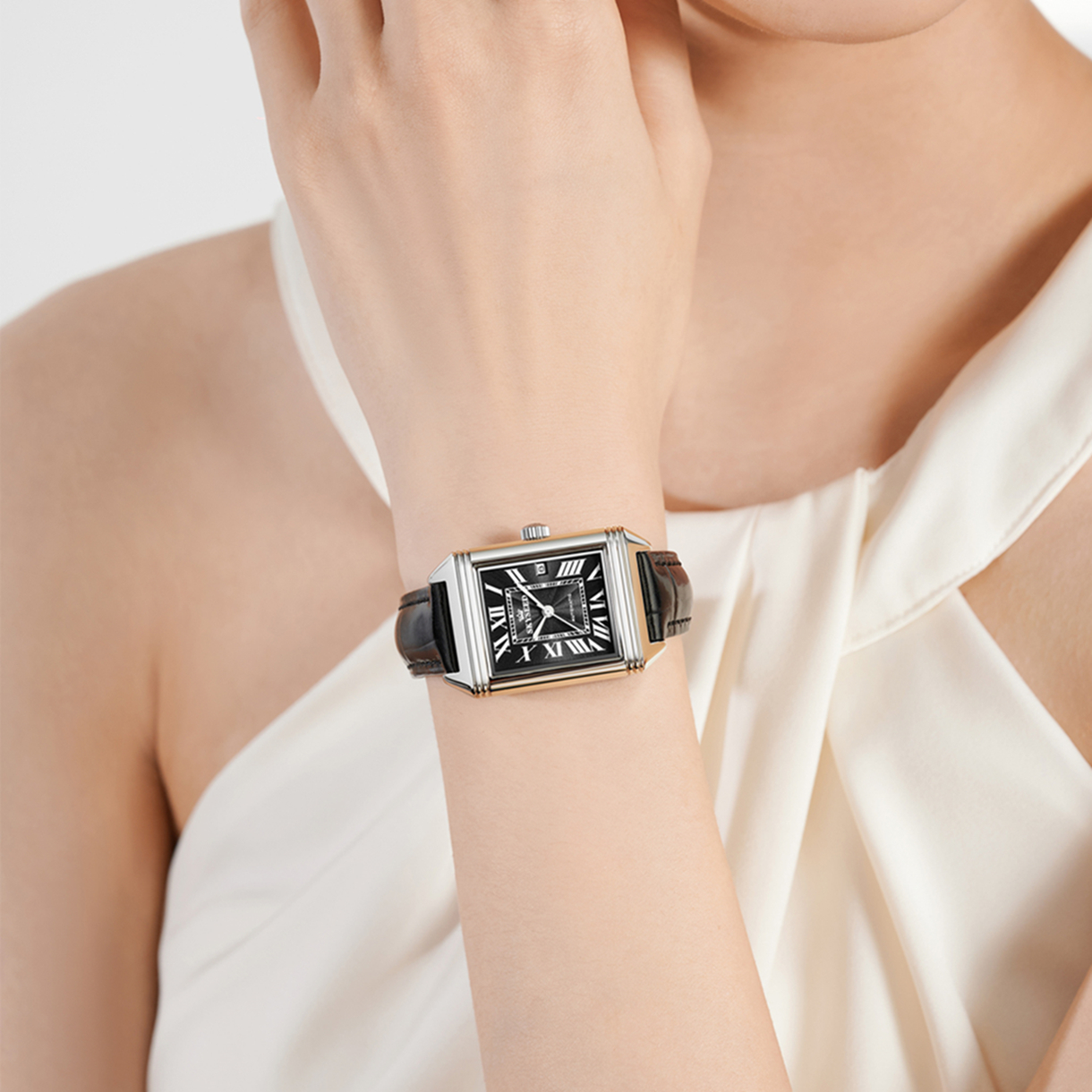 Tank系列 女士全自动机械腕表罗马数字面方形手表日历款（钥钥）