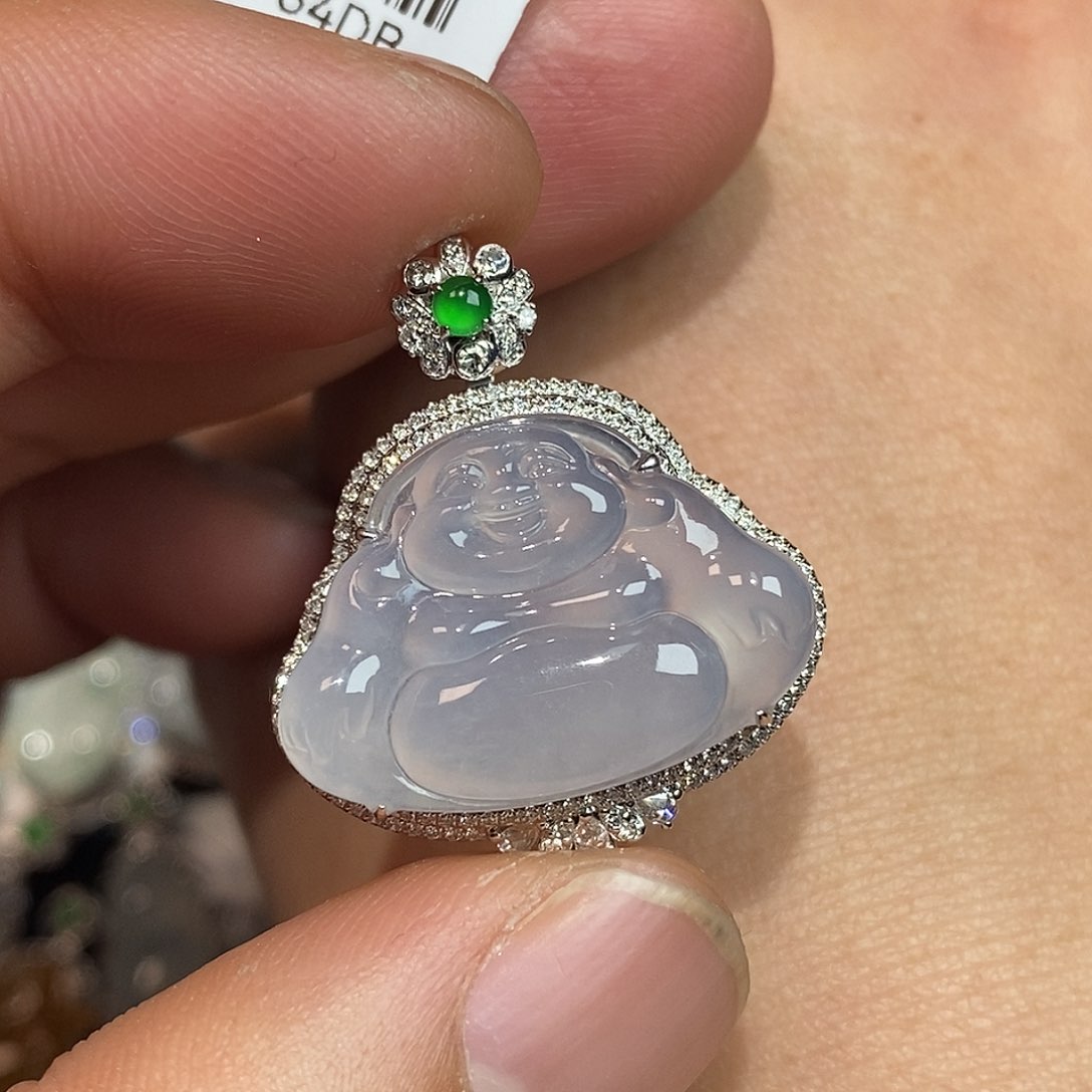 翡翠颈饰18K金镶嵌佛公