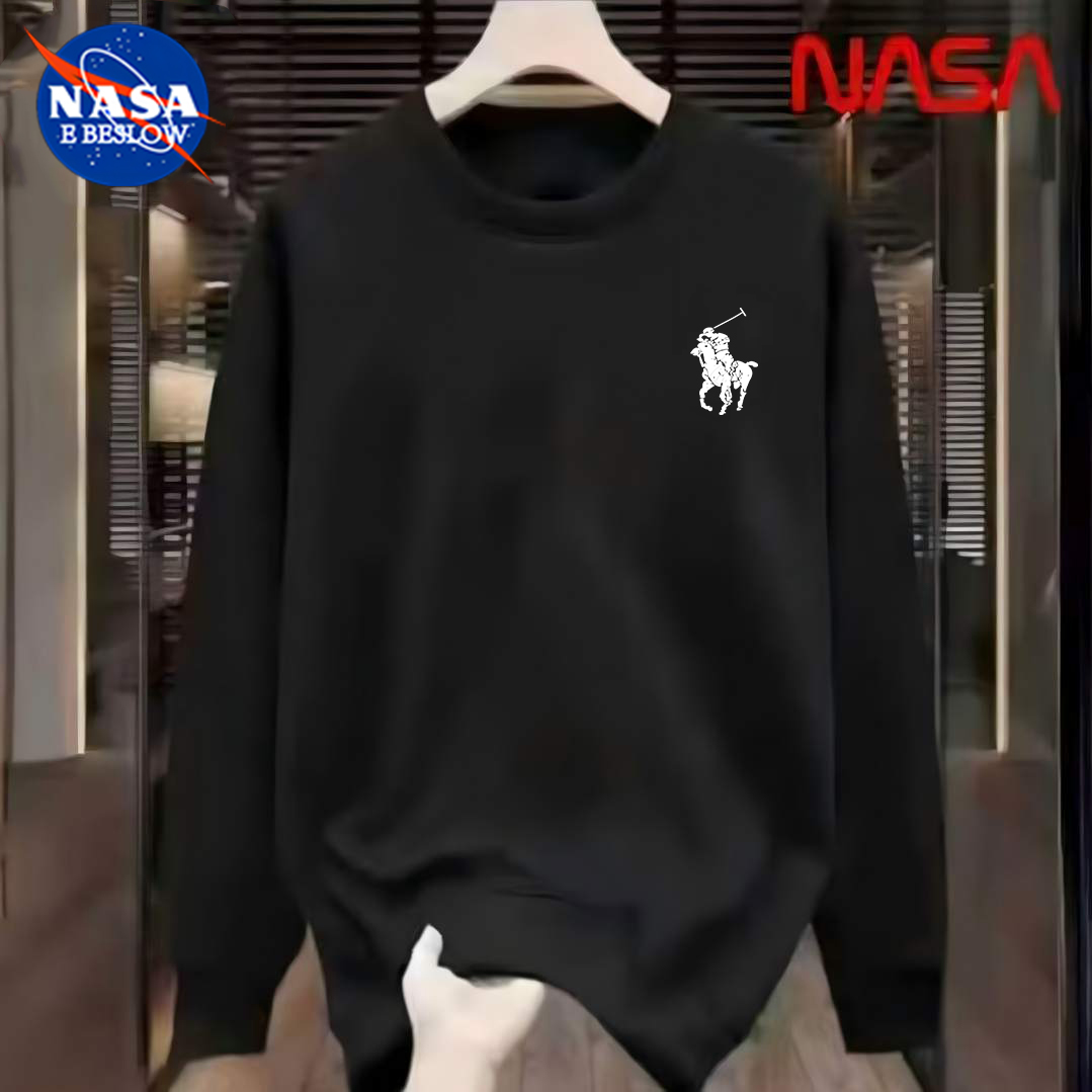 NASA卫衣秋冬季新款圆领上衣简约风无帽百搭宽松时尚男士加绒卫衣