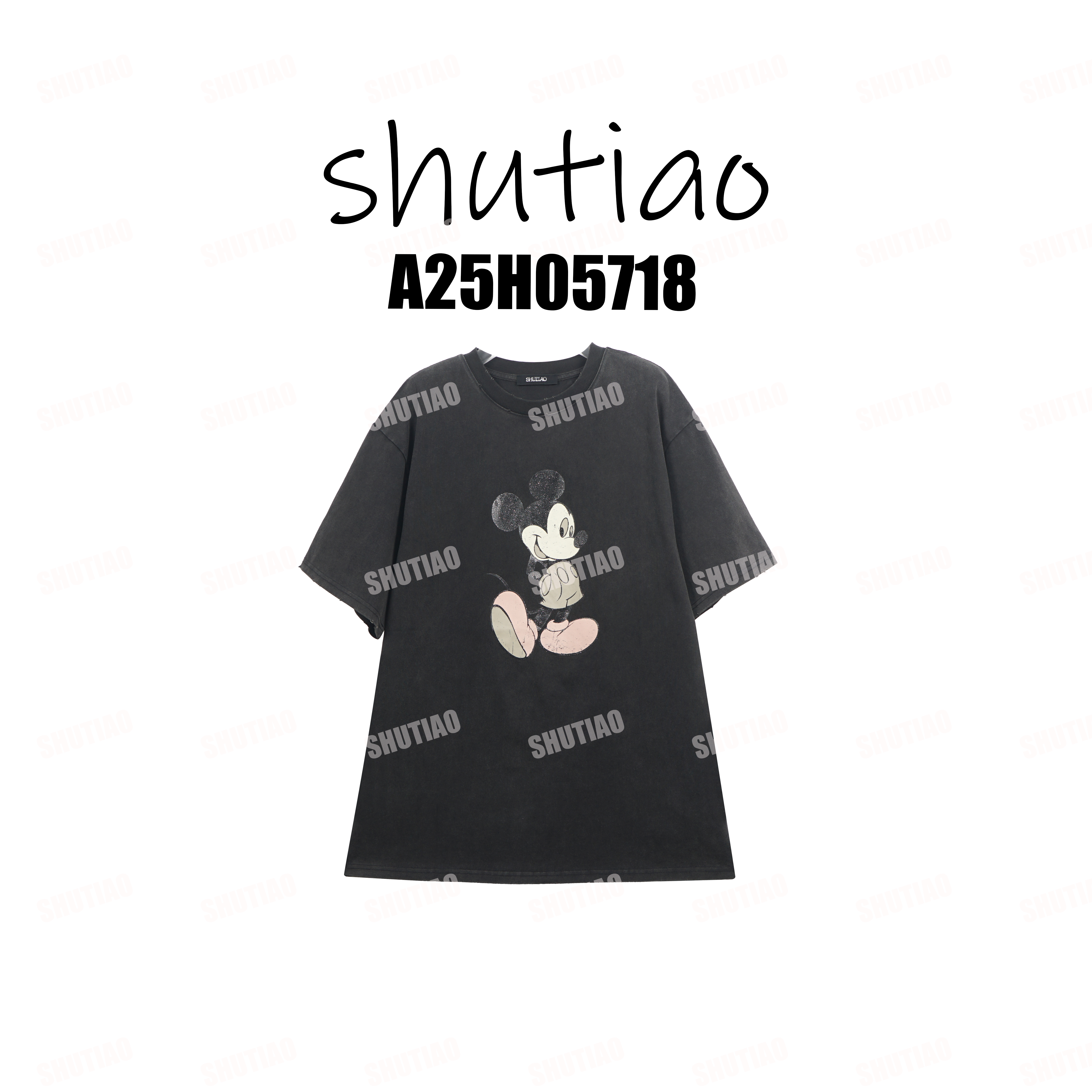【SHUTIAO】2025冬季：洗水做旧米奇大版T恤A25H05718