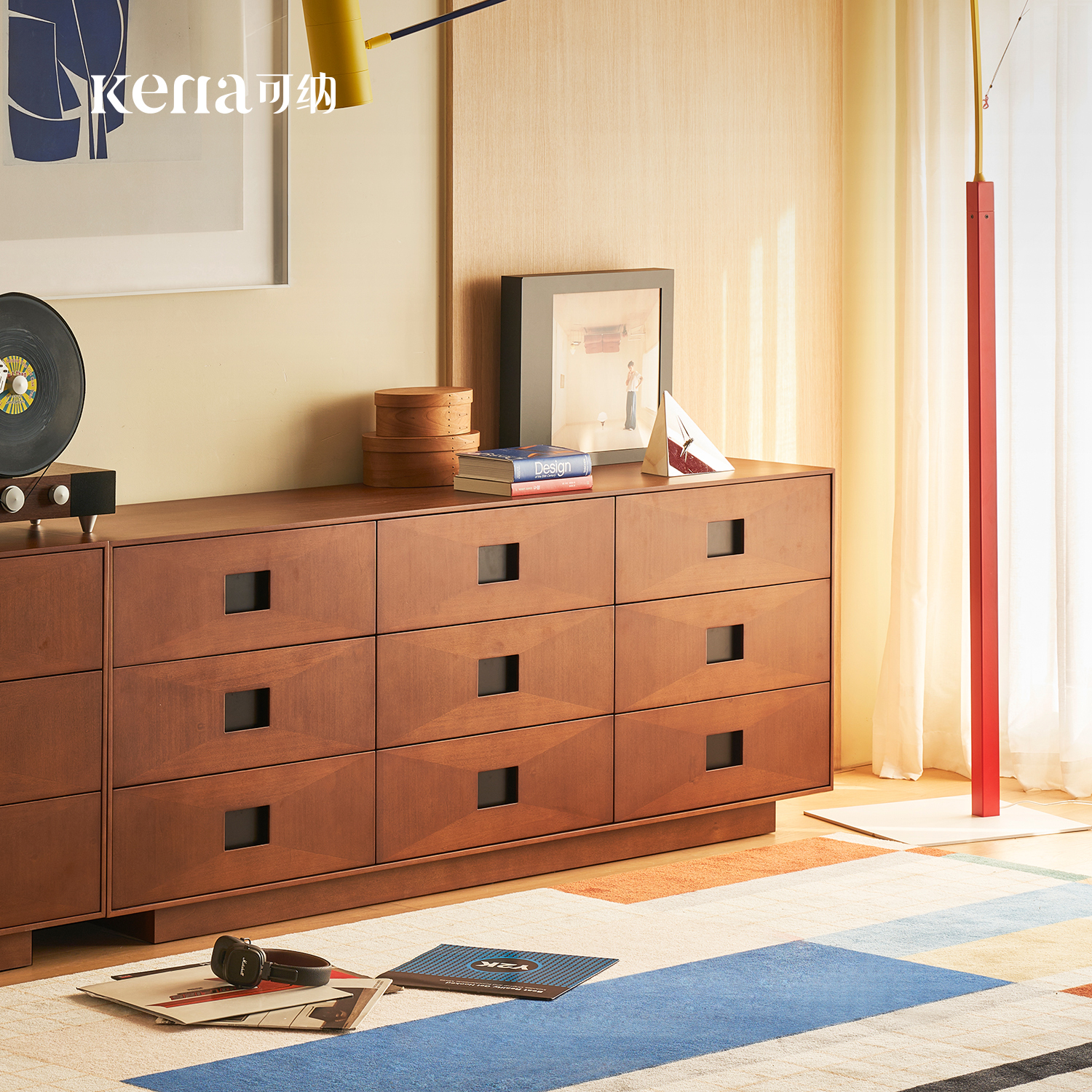 Kena可纳/光阴斗柜卡门中古实木收纳储物法式复古家用客厅边柜Z