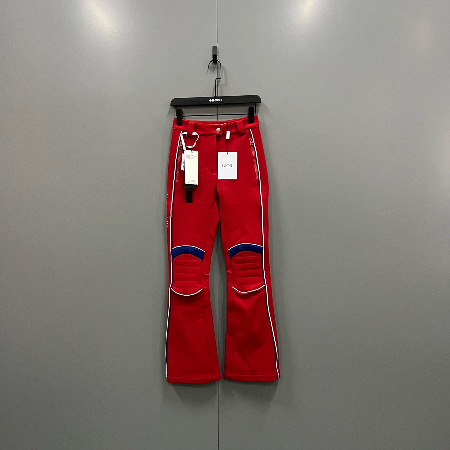 95新 DIOR/迪奥 tt1 ALPS系列撞色条纹微喇高腰滑雪裤36码/019146