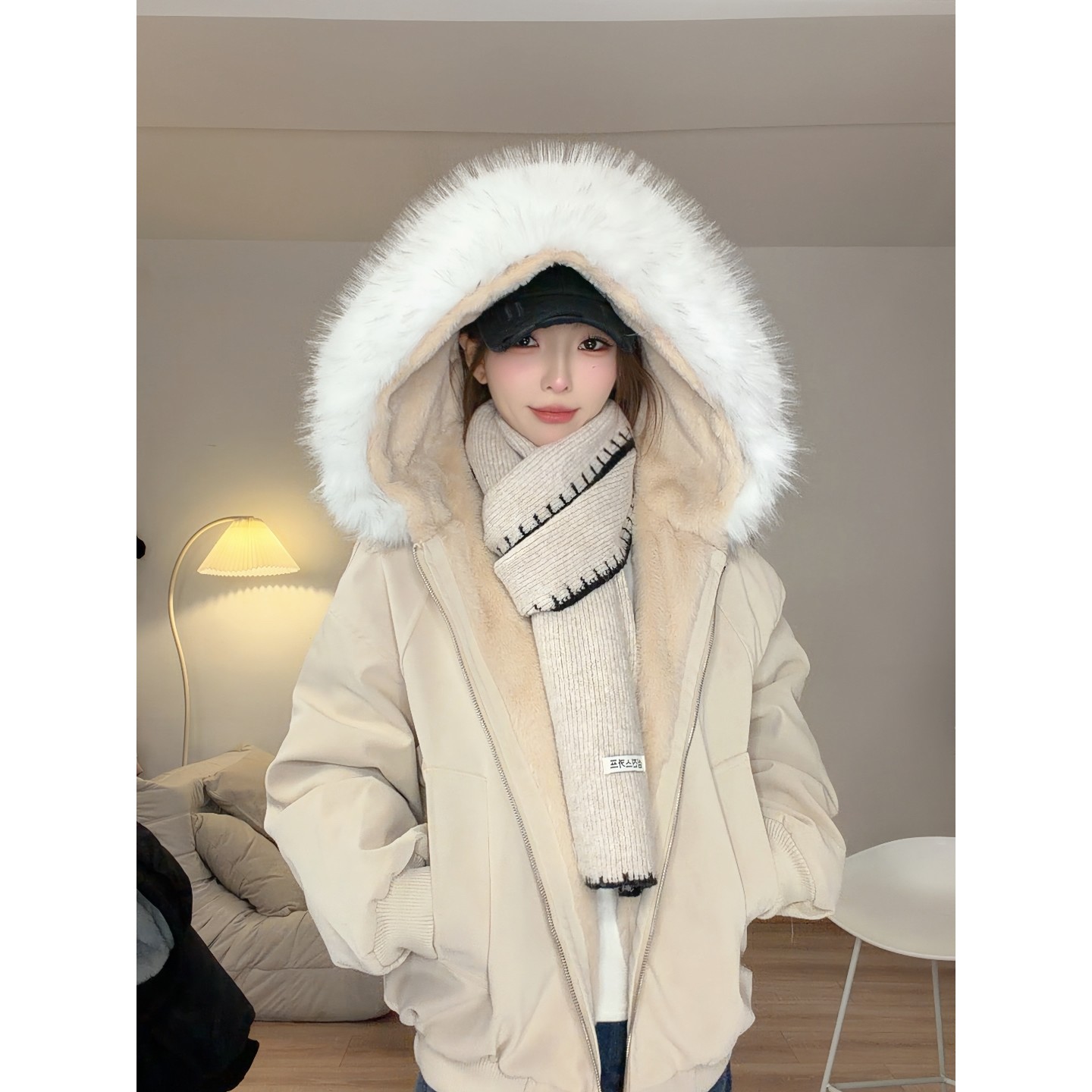 【可拆卸毛领】大理石座山雕外套大毛领座山雕棉服