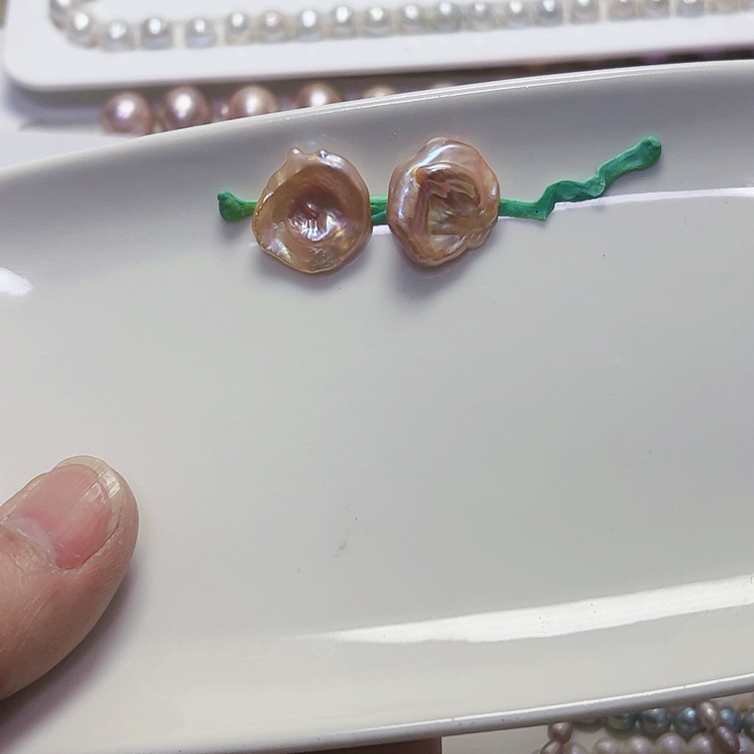 淡水珍珠耳饰银S925镶嵌茉*