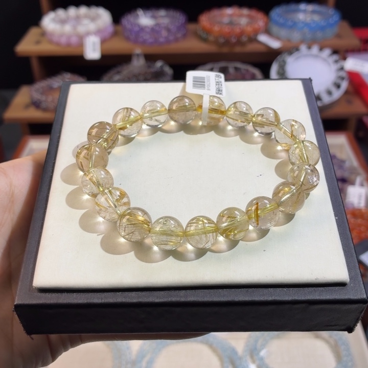 水晶未镶嵌手串金发晶10+