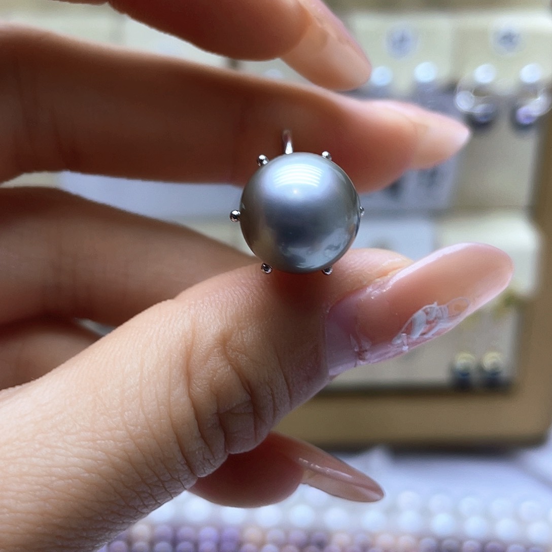 海水珍珠戒指银S925镶嵌