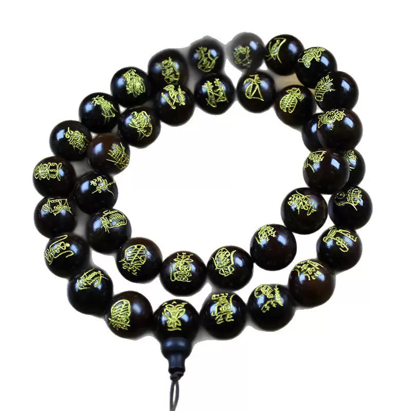 非金属木质手链 百年雷击枣木2.0玉化36元帅鎏金款