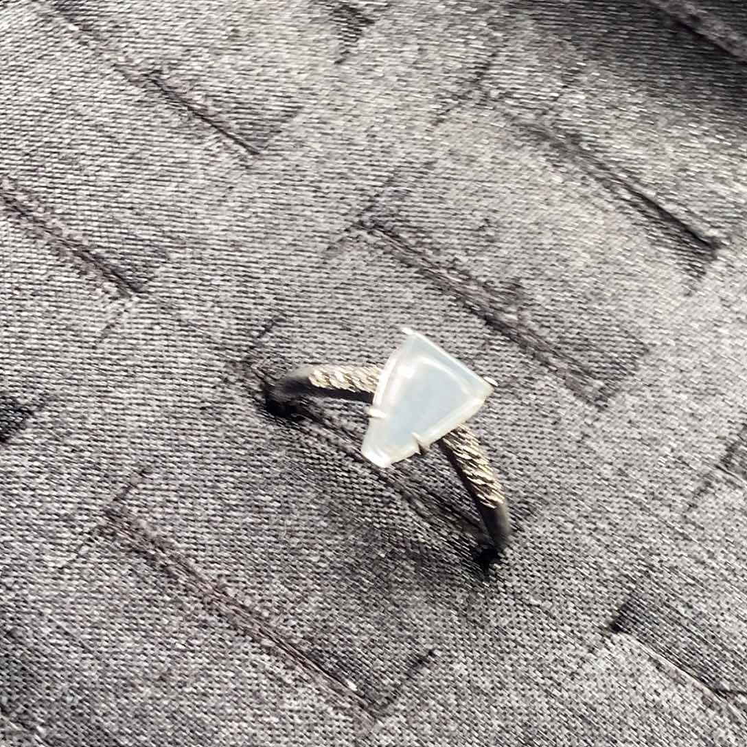 翡翠银S925镀金镶嵌戒指