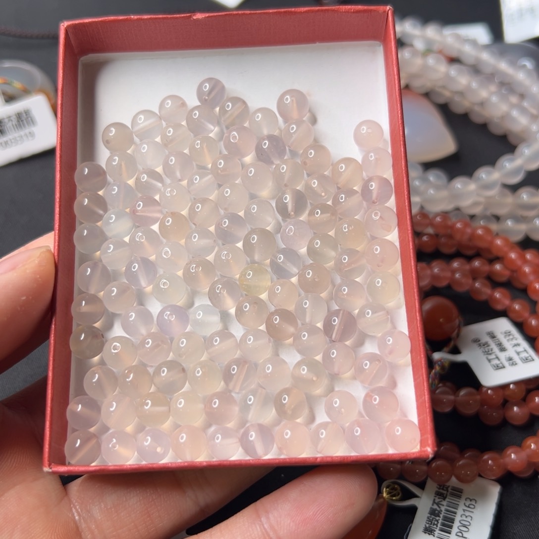 玛瑙/玉髓荔枝冻散珠 P003282号未镶嵌