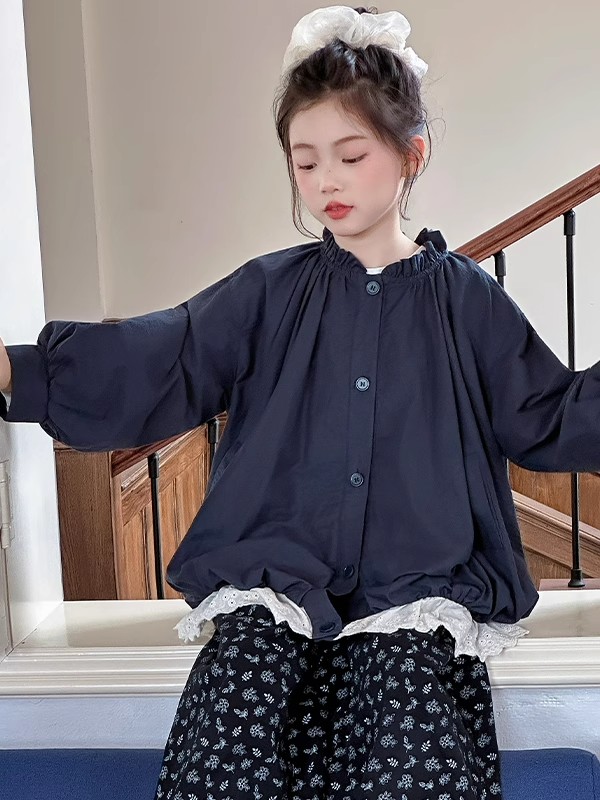 女童外套春秋款洋气中大童2025新款儿童韩系穿搭女孩秋装花苞上衣