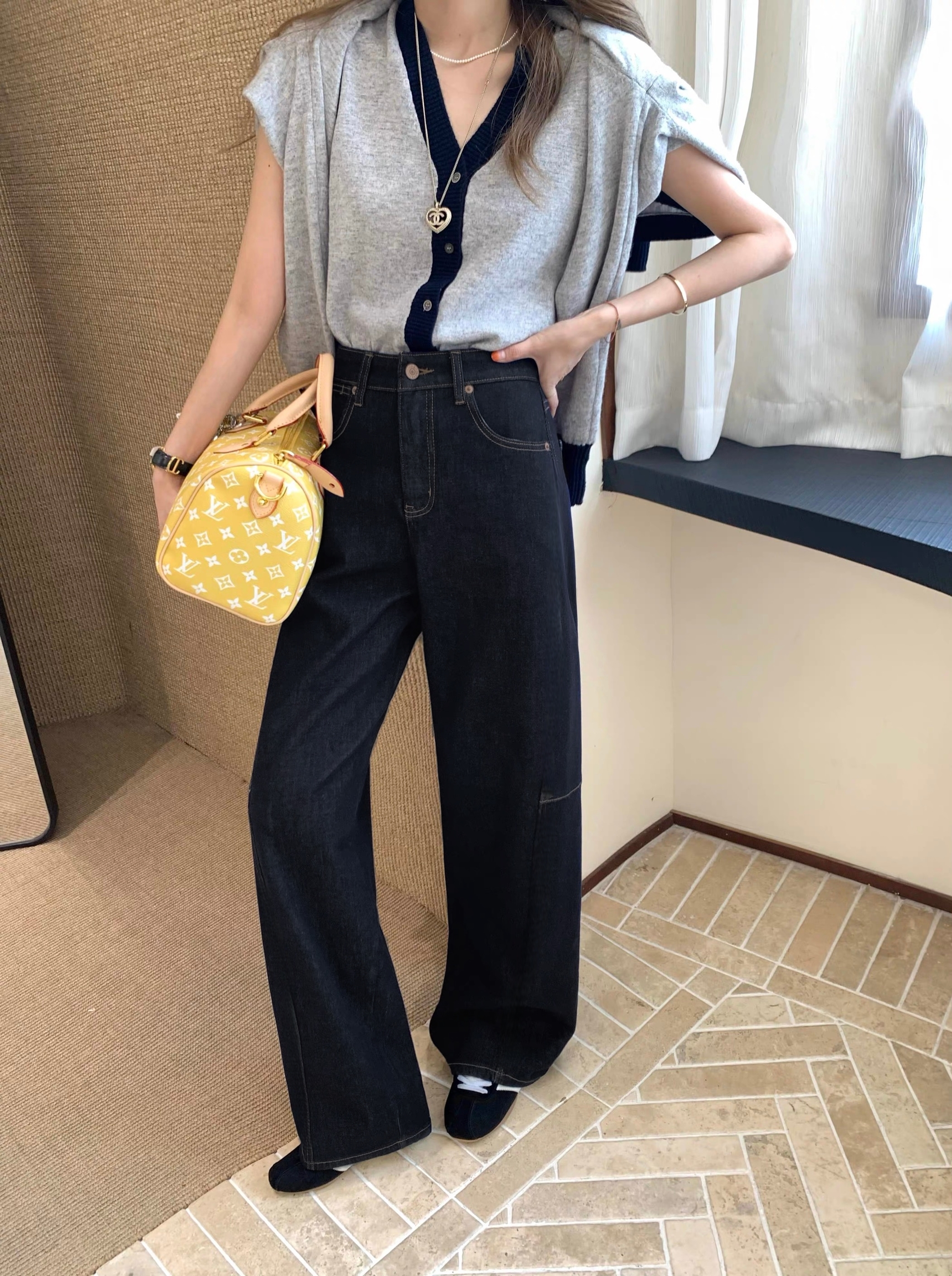 1625-加绒弯刀裤牛仔裤女秋冬季大码胖mm显瘦宽松垂感