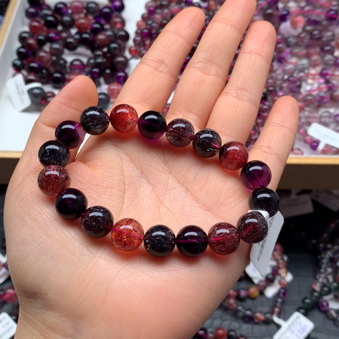 水晶手链未镶嵌顺*满矿黑加仑超七L10.6