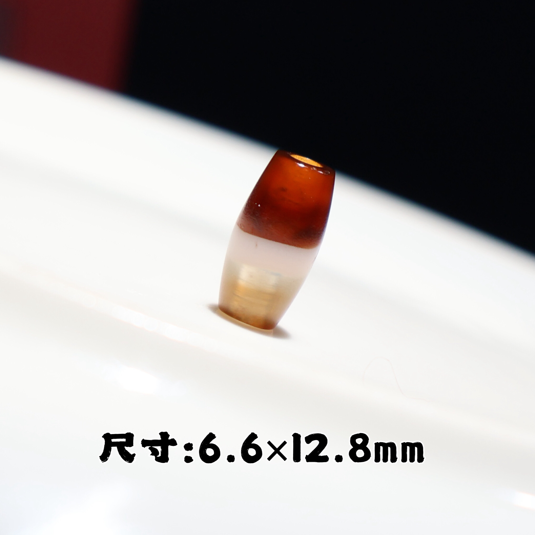 天然三色河谷桶珠