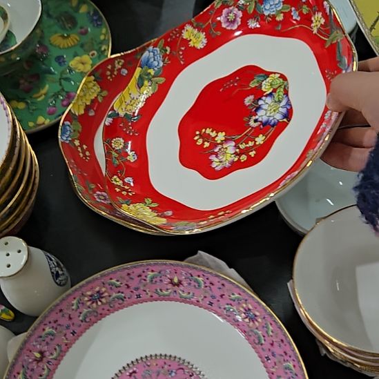 瓷片珐琅彩虞美人8寸2个深盘666666