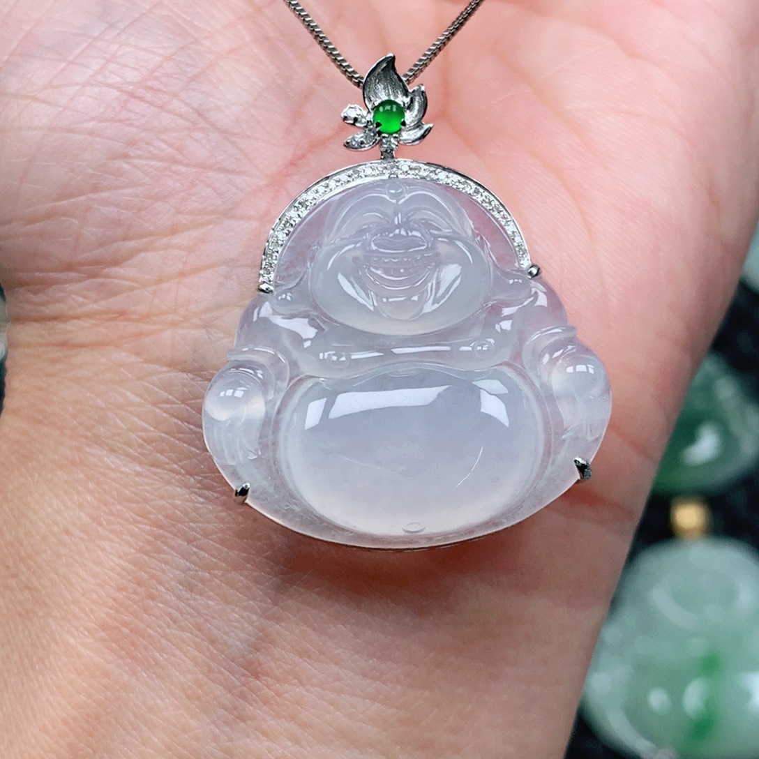 翡翠吊坠(不含链)18K金镶嵌