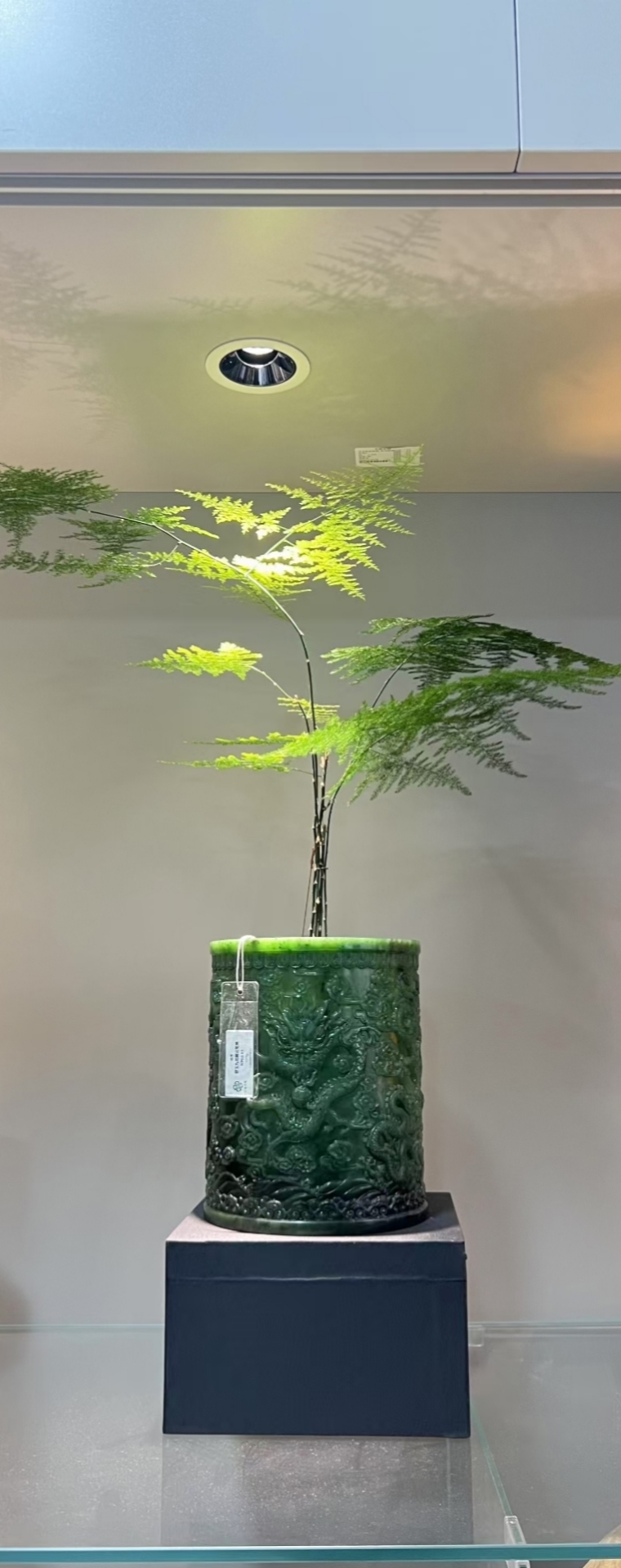 九龙腾云设计的清碧玉笔筒