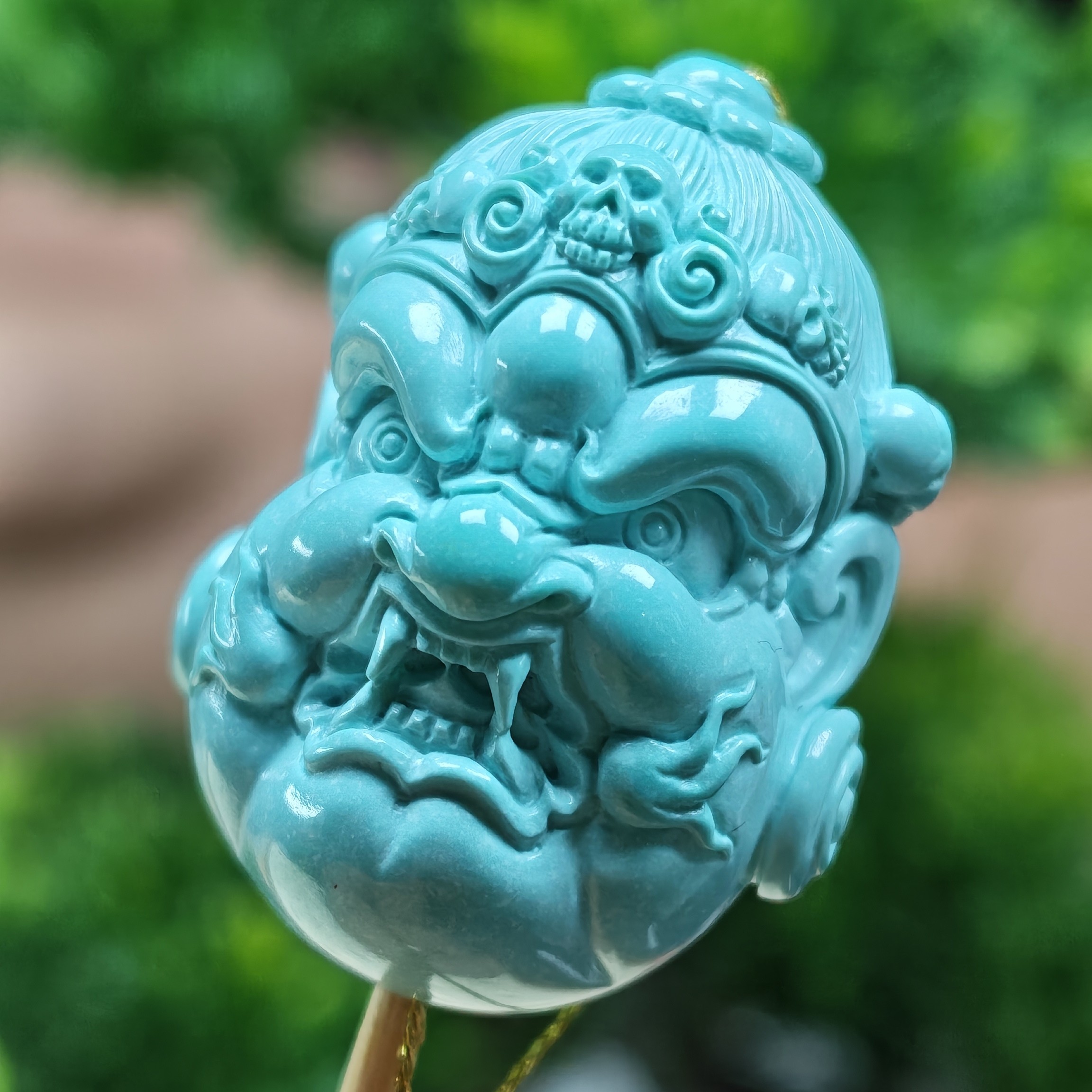 丫角山精华雕刻大黑天一川工作室尺寸：21.5高26.7财神爷佛公