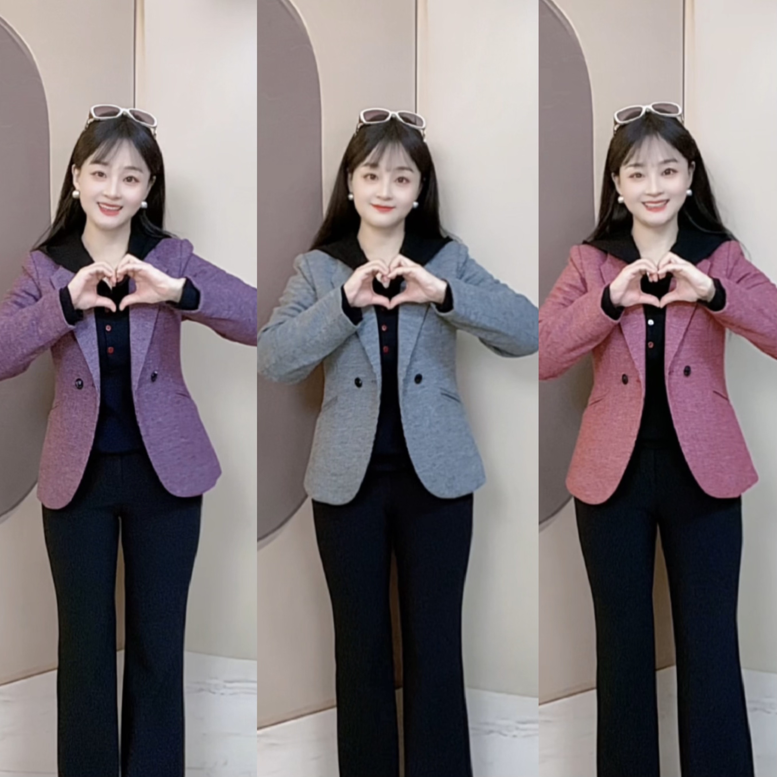 短款长袖秋冬常规袖冬季毛呢外套显瘦西装小香风毛呢小个子 25030