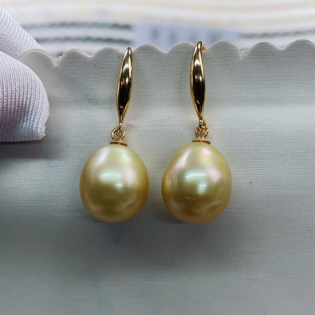 银S925镶嵌耳饰海水珍珠11-12