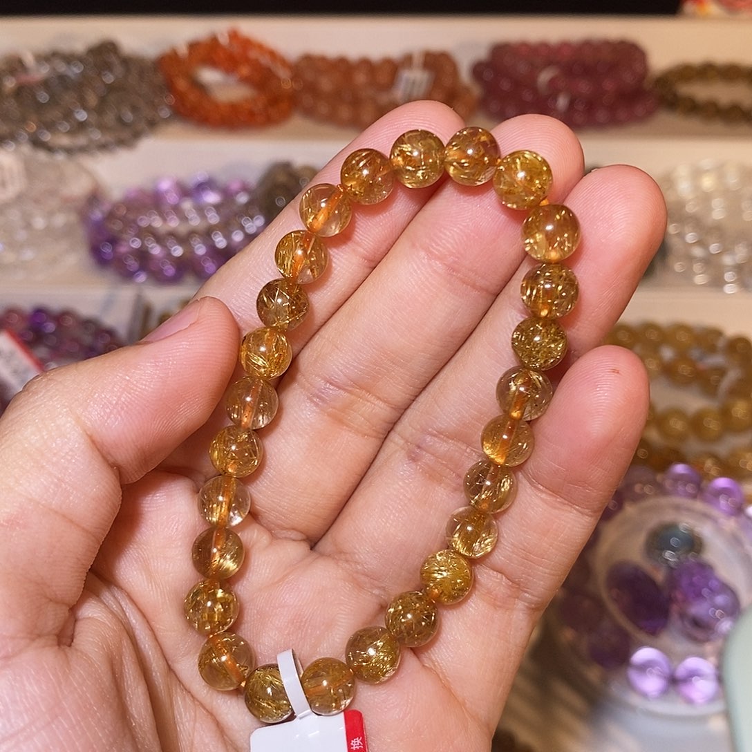 云***/发晶手串未镶嵌烟花钛7.6mm