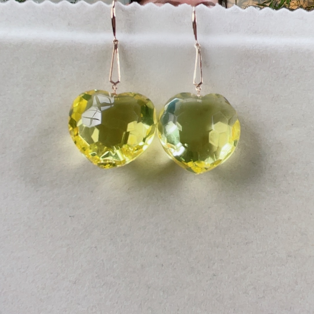 琥珀耳饰18K金镶嵌琥珀