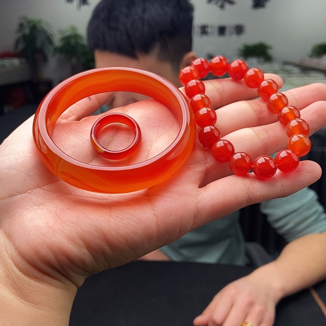 玛瑙/玉髓未镶嵌手镯三件套 54-64颜色多样性发拍一发一