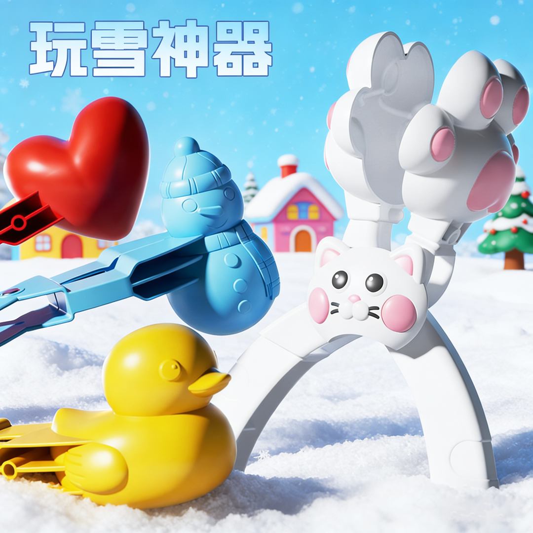 猫爪加大号加厚雪球夹子冬天玩雪神器堆雪人打雪仗模具户外雪球夹