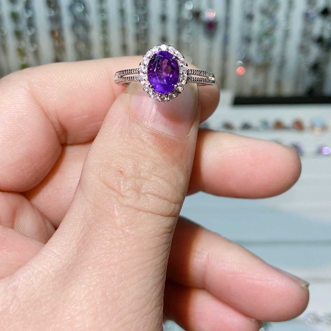 绿水晶戒指银S925镶嵌