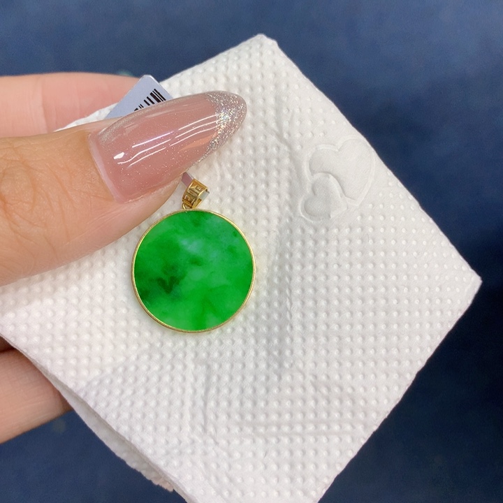 颈饰18K金镶嵌翡翠天然翡翠