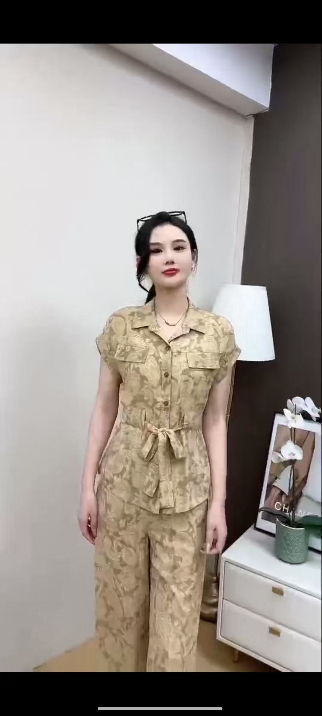 气质休闲套装女2025收腰显瘦洋气上衣减龄阔腿裤子高档两件套