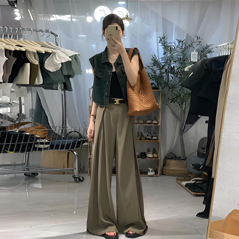 复古飞飞袖牛仔马甲外套女装夏季外搭夹克无袖背心小坎肩别致上衣