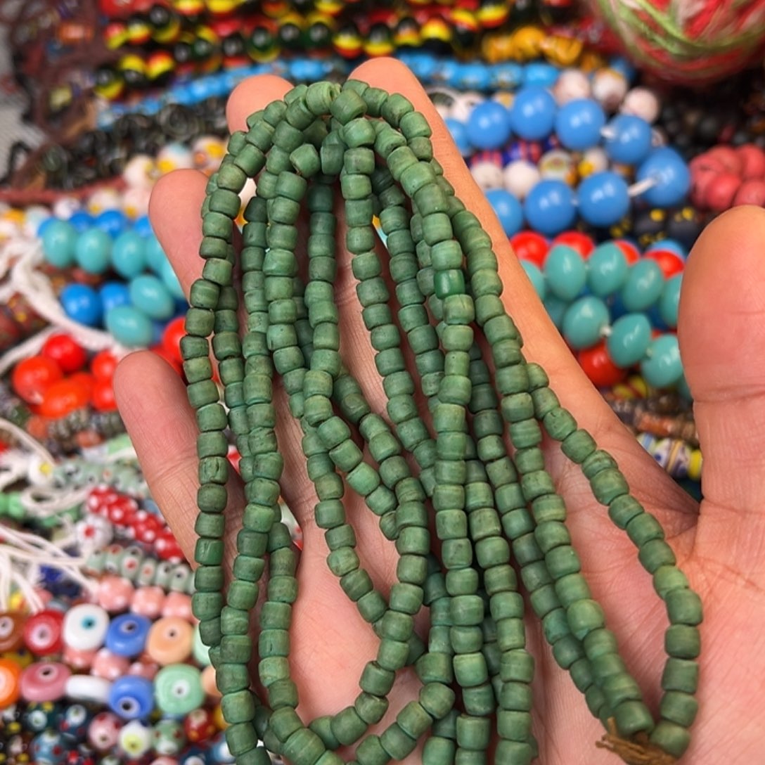 琉璃非金属深绿色管珠