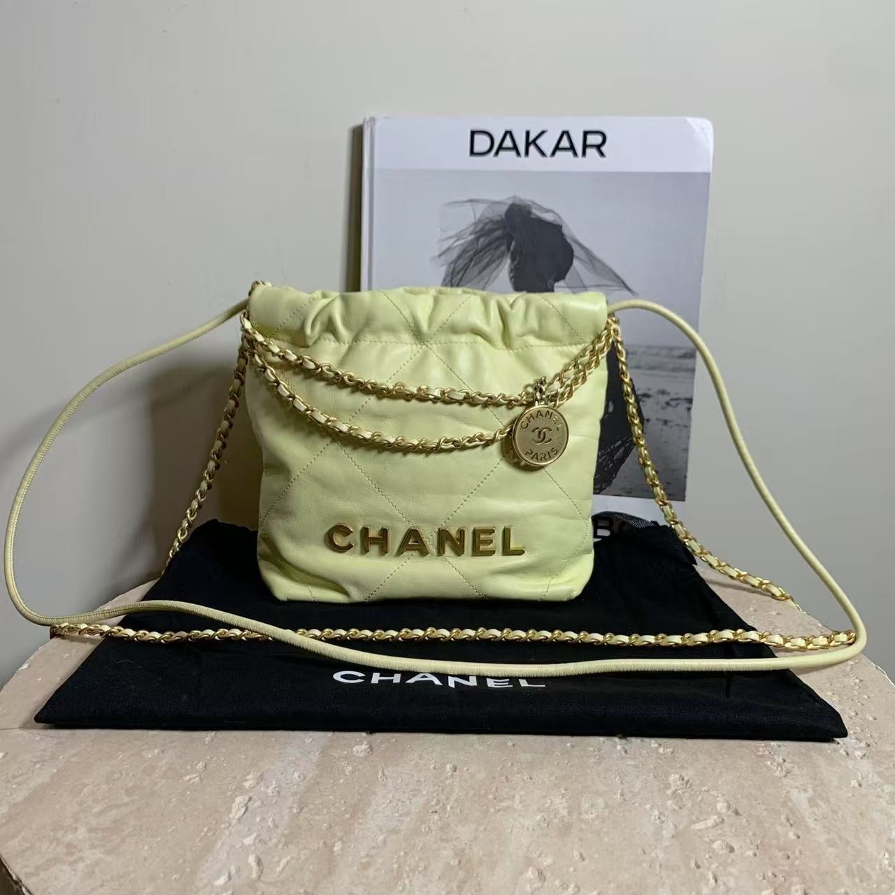 95新 Chanel/香奈儿 壹臻/ 小鸡黄皮22bag m in芯片19930172
