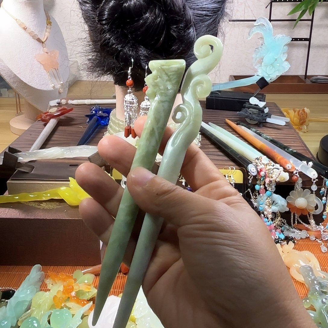 蛇纹石玉合金发饰