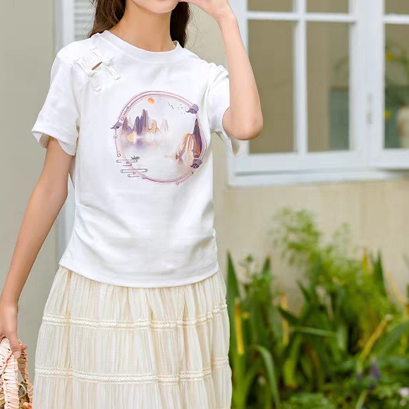 8629女款新中式国风短袖