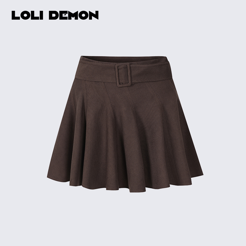 LOLI DEMON 摩卡丝绒 轻芭蕾风心机腰带设计半身裙