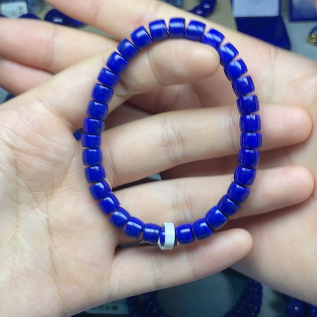 青金石未镶嵌直切手串7+