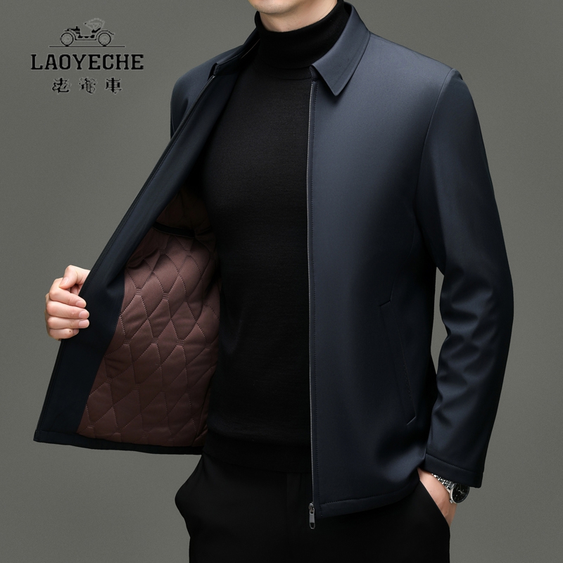 老爷车加肥大码加厚款冬款羊毛内胆男士夹克商务中老年爸爸装外套