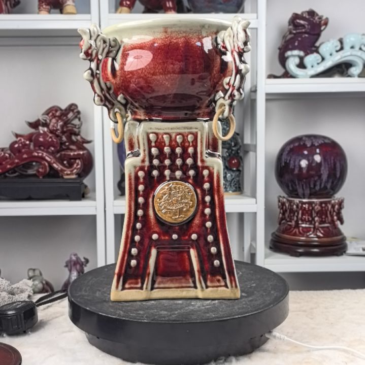 摆件钧瓷摆件神後鎮鈞瓷