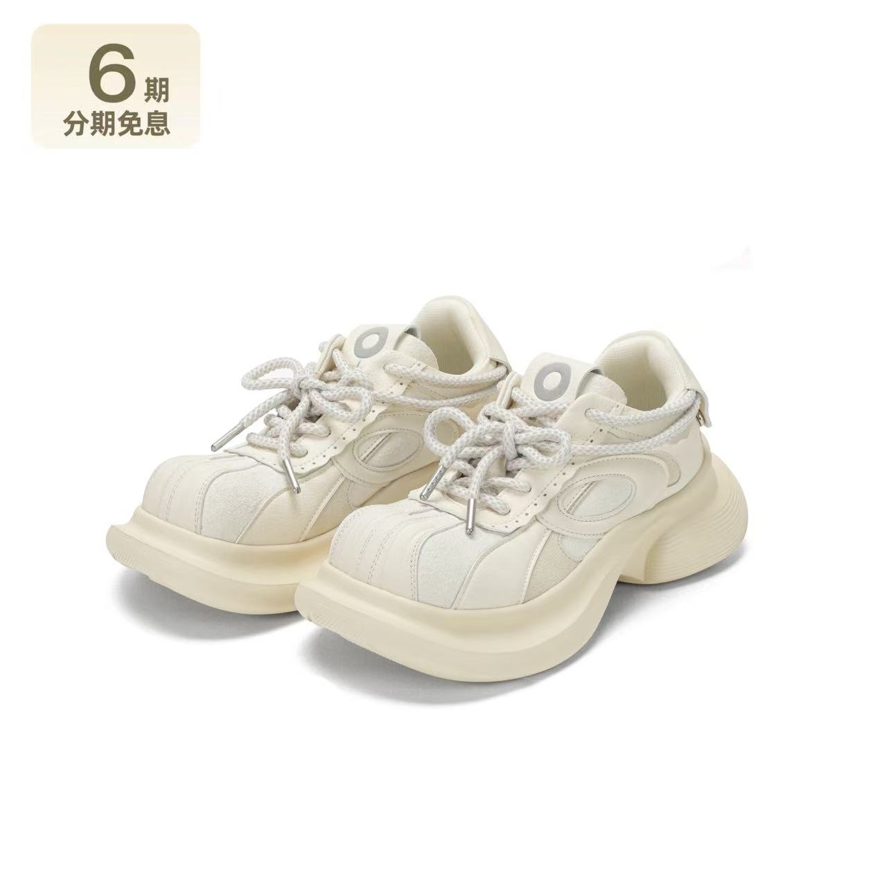 【八月特惠】Ouder早春新款老爹鞋女厚底增高方糖鞋大头休闲鞋白色