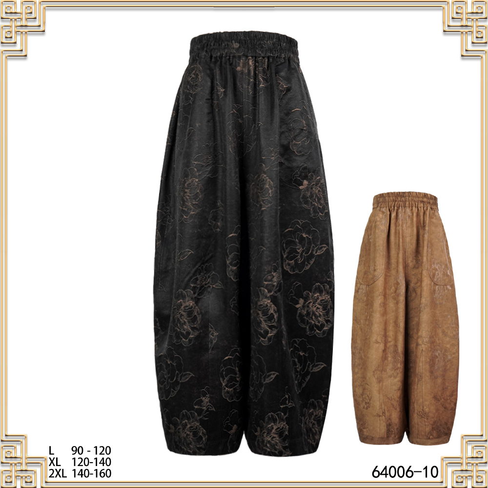 LL2025春夏新款大牡丹双面穿时尚复古百搭女花苞灯笼裤64006-10