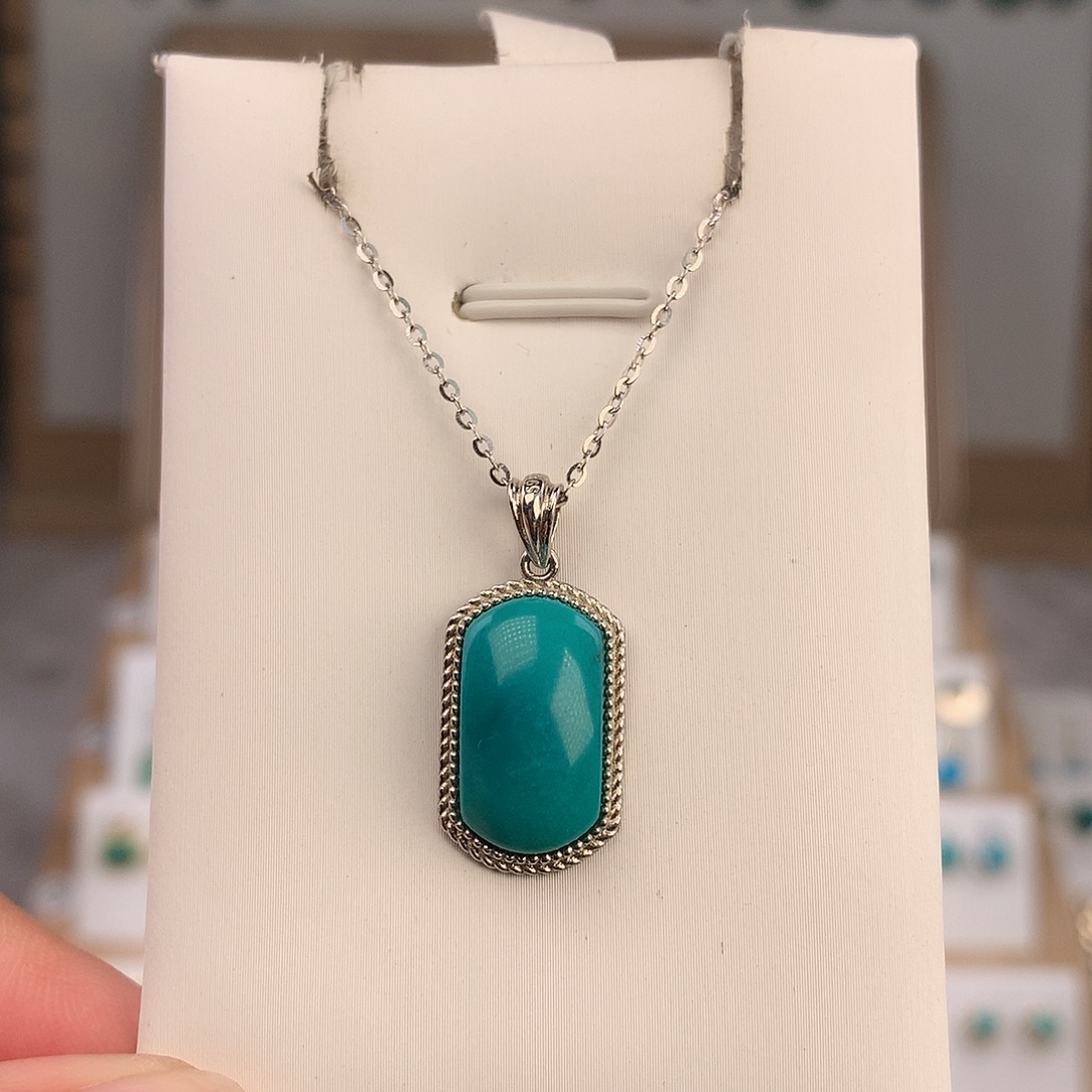 绿松石银S925镶嵌颈饰