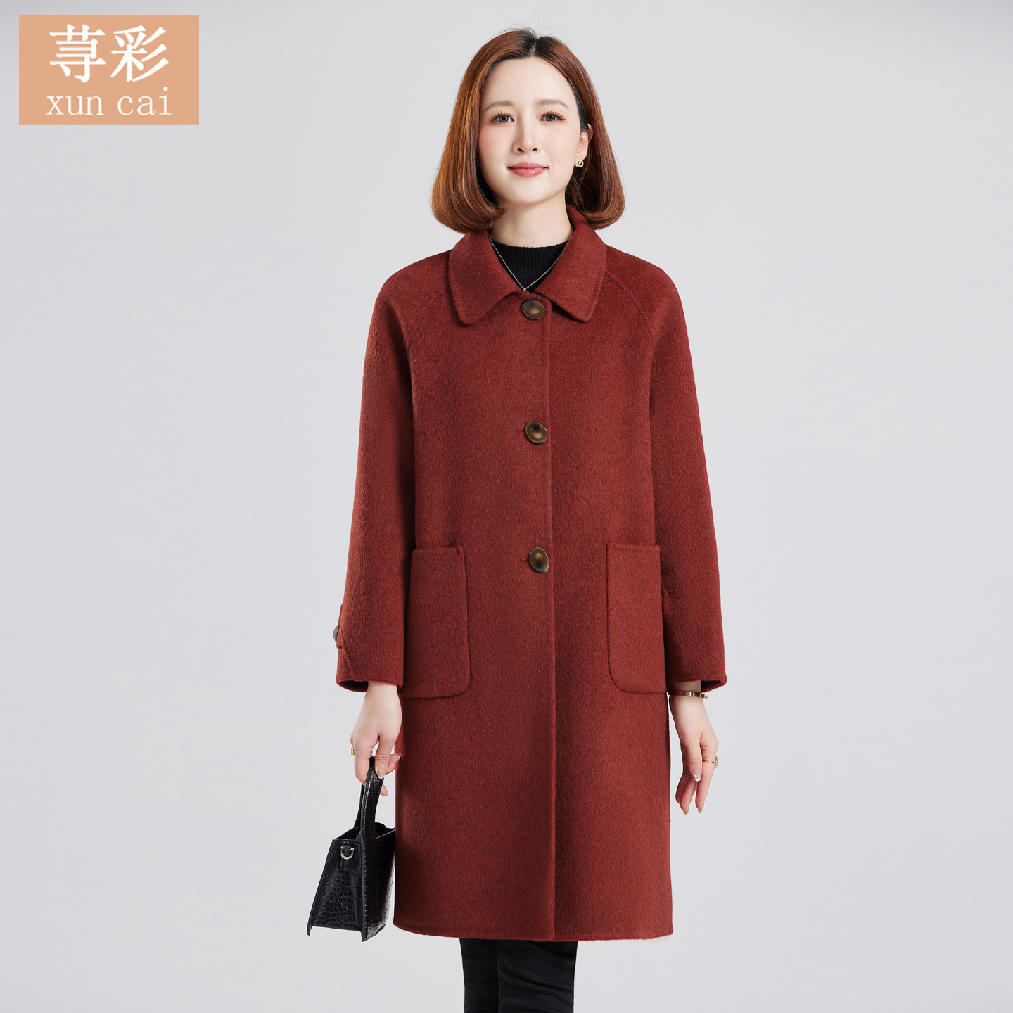 中老年冬装女2025年新款双面羊毛大衣中长款妈妈高端气质羊毛外套